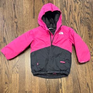 The North Face Pink and Black Hooded Jacket 4T